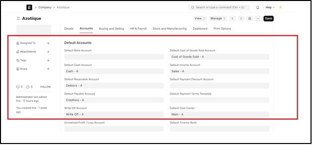 Configure Fiscal Year, Tax ID, and Defaults