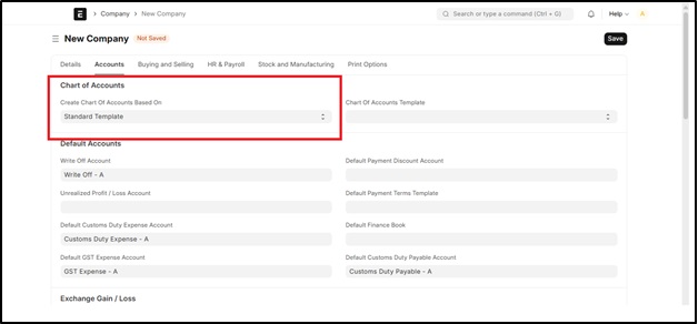 Setup Chart of Accounts